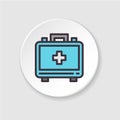 Vector flat icon medical suitcase. Concept first aid kit, call a doctor.